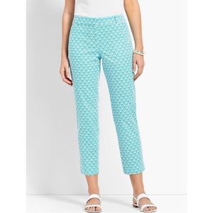 NWT Talbots aqua perfect crop patterned pants, 12P